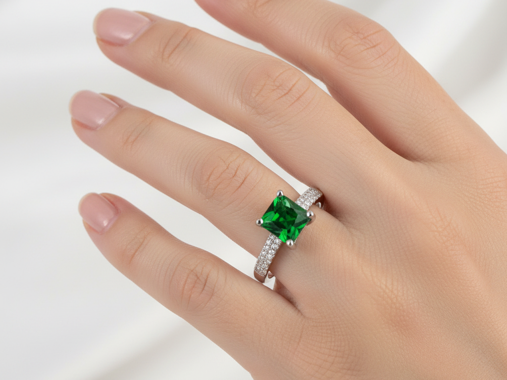Emerald Cubic Zirconia Ring