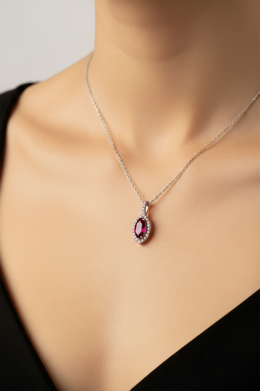 9 CT White Gold Amethyst Necklace
