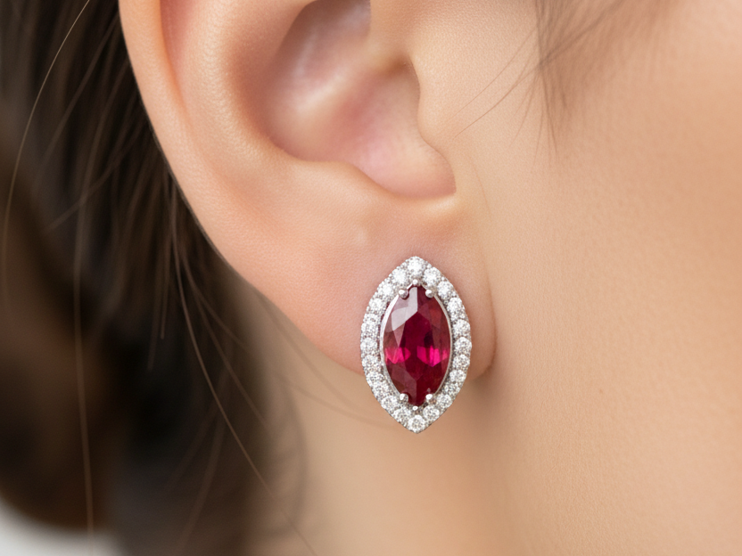 9 CT White Gold Earring.