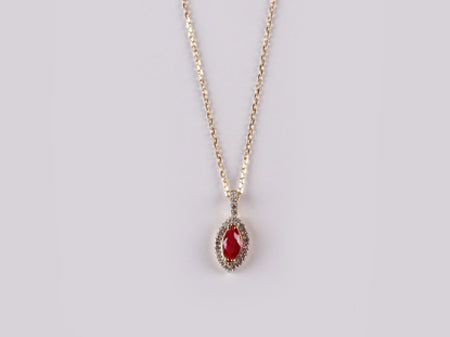 9 CT Yellow Gold Ruby Necklace
