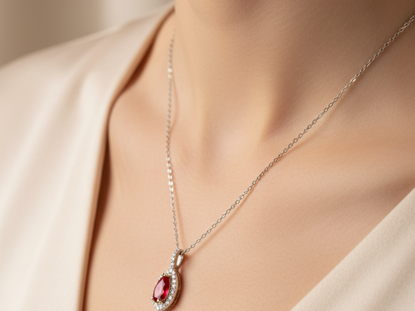 9 CT Yellow Gold Ruby Necklace