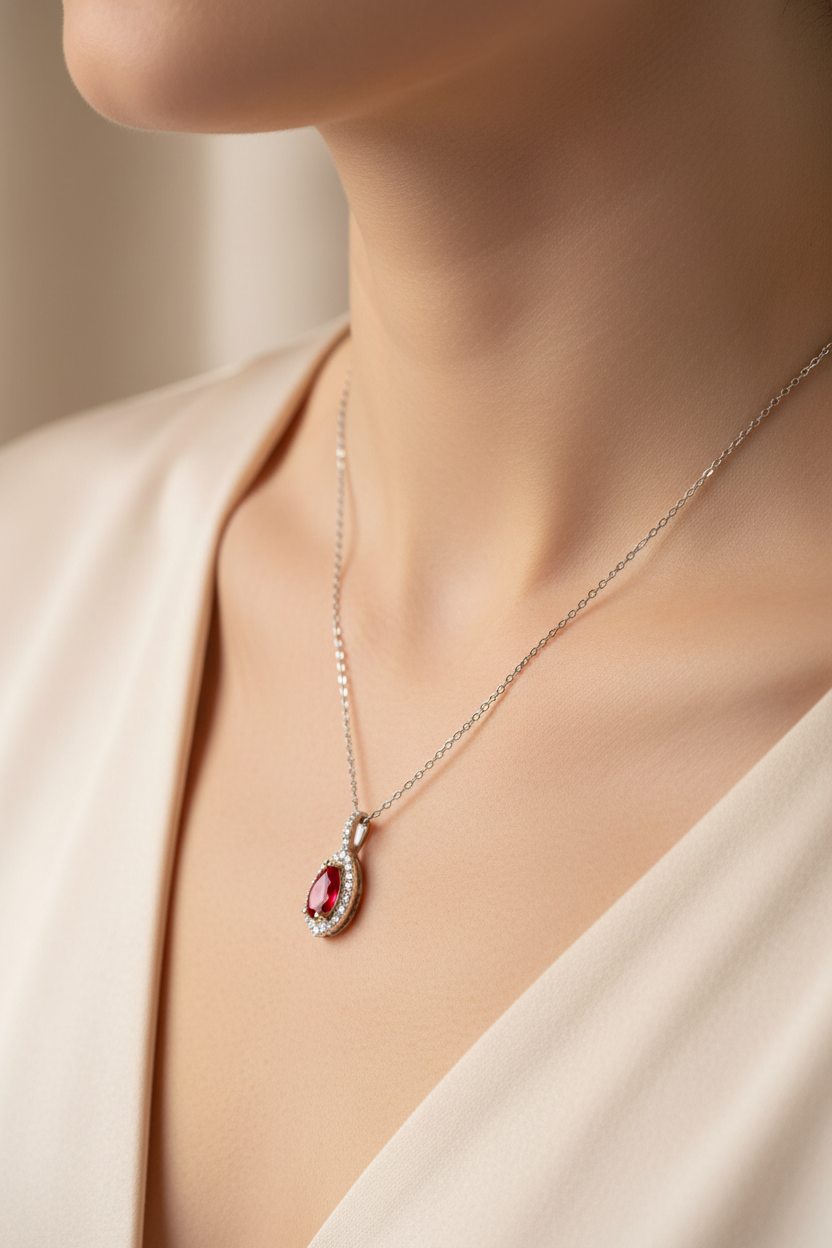 9 CT Yellow Gold Ruby Necklace