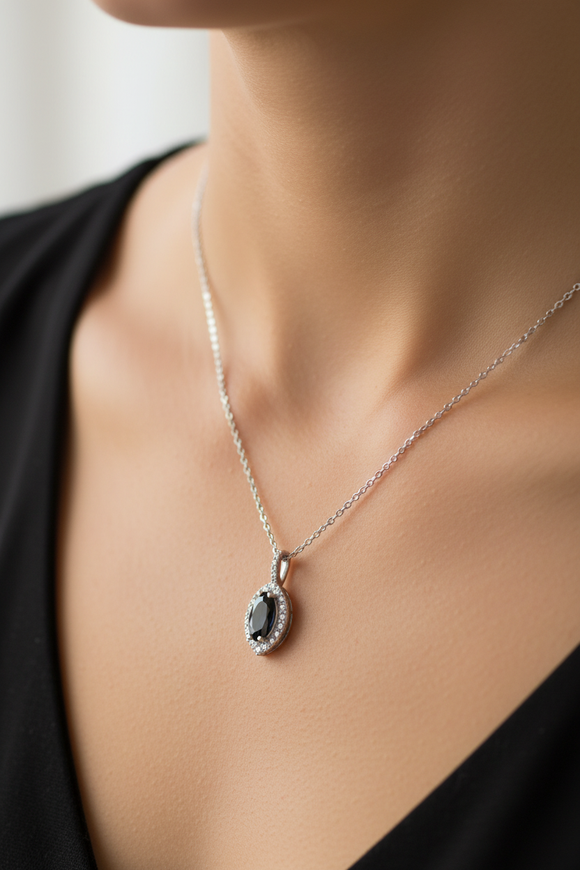 9 CT White Gold Sapphire Necklace
