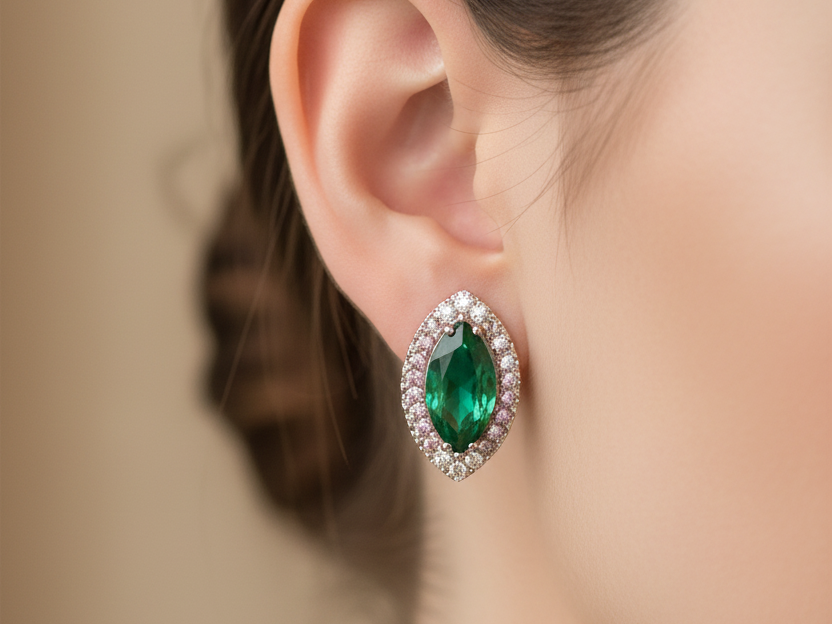 9 CT White Gold Earring.