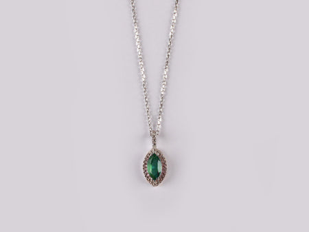9 CT White Gold Emerald Necklace