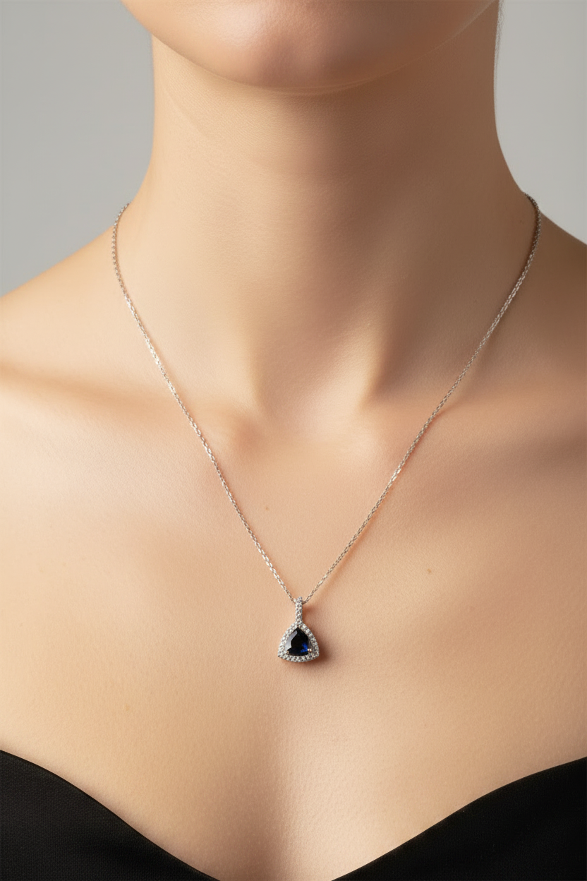 9 CT White Gold Sapphire Necklace