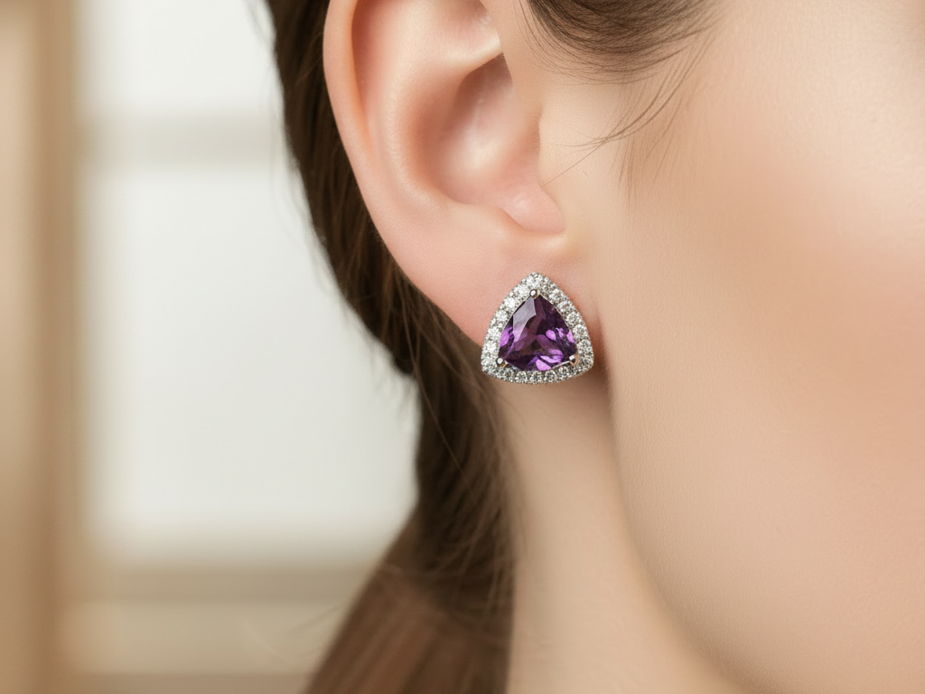 9 CT White Gold Earring.