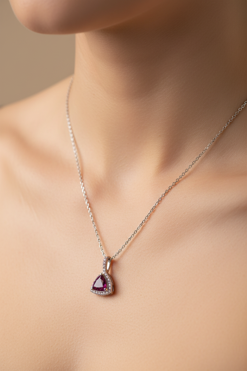9 CT White Gold Amethyst Necklace