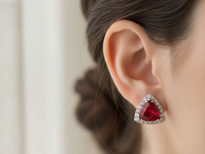 9 CT White Gold Earring.