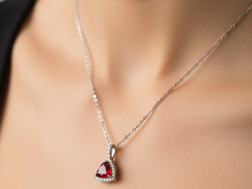 9 CT White Gold Ruby Necklace