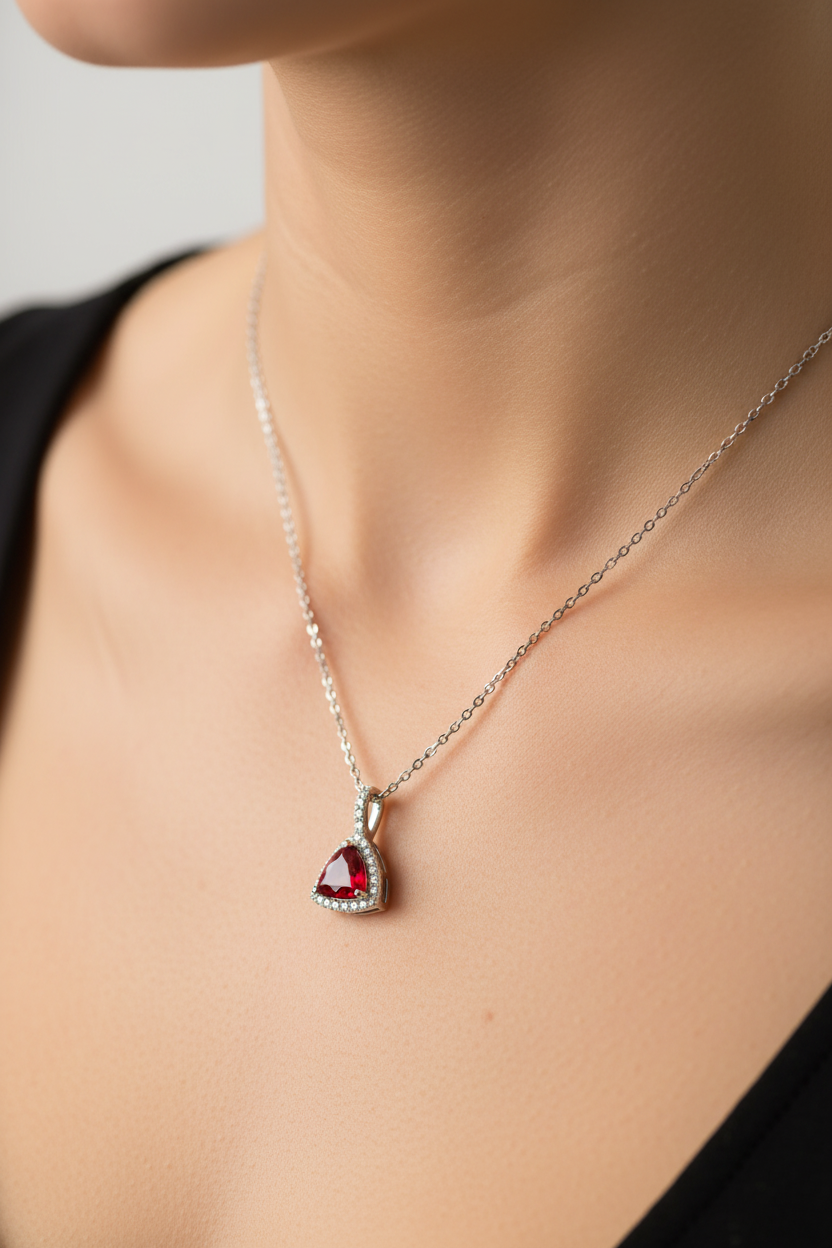 9 CT White Gold Ruby Necklace