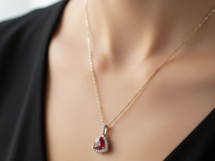 9 CT Yellow Gold Ruby Necklace