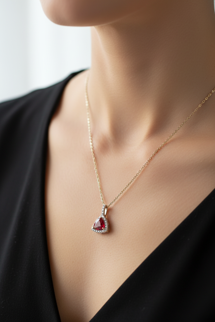 9 CT Yellow Gold Ruby Necklace