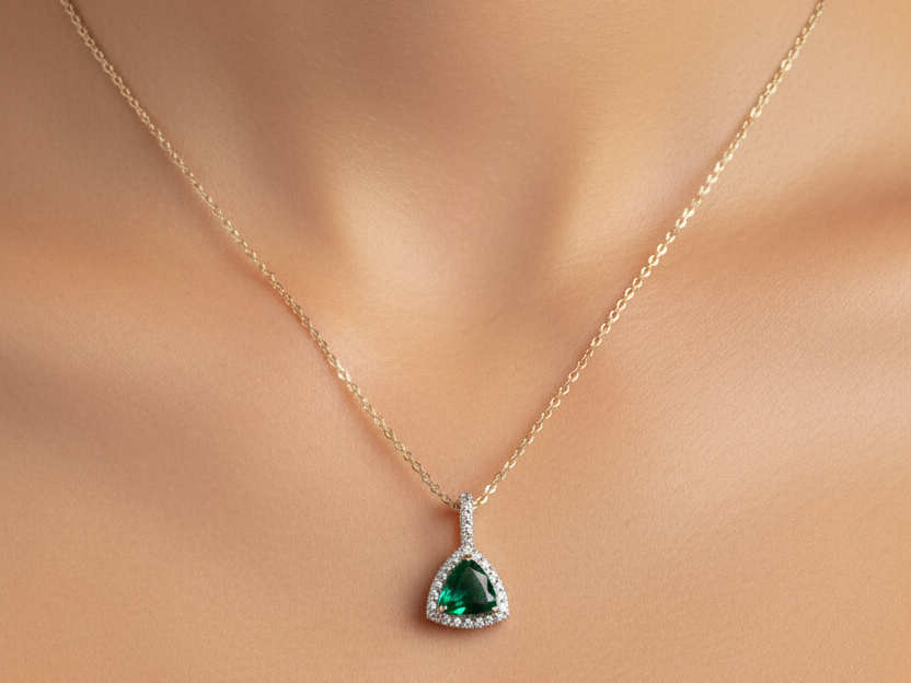 9 CT Yellow Gold Emerald Necklace