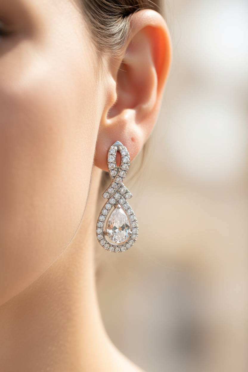 9 CT White Gold Earring.