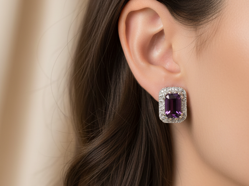 9 CT White Gold Earring.