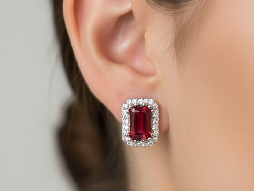 9 CT White Gold Earring.