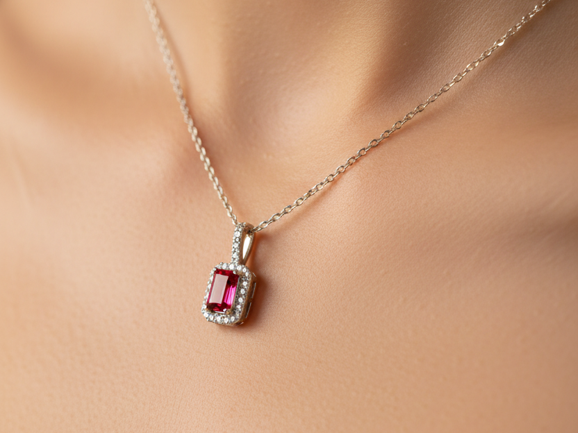 9 CT Yellow Gold Ruby Necklace