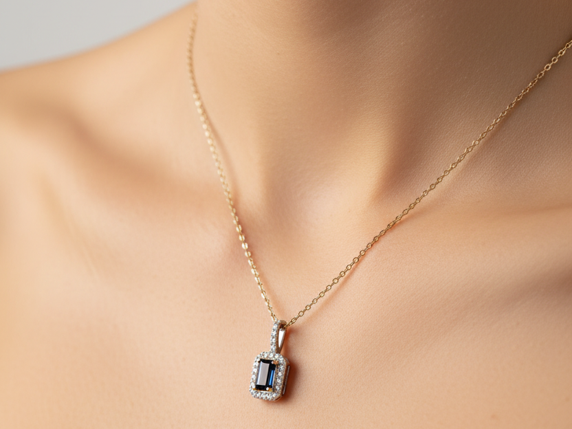 9 CT Yellow Gold Sapphire Necklace