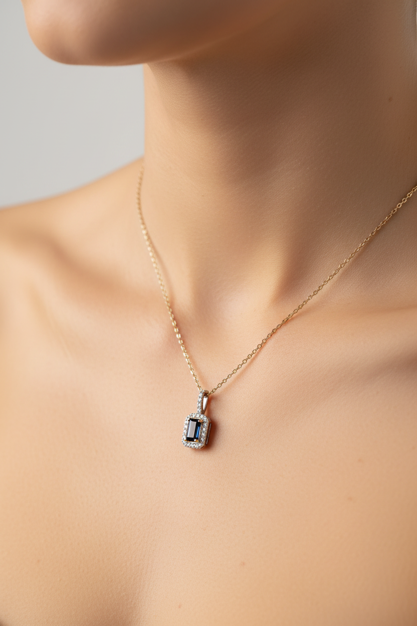 9 CT Yellow Gold Sapphire Necklace
