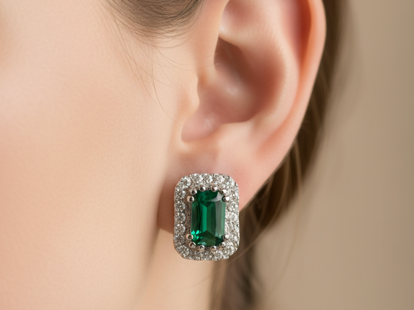 9 CT White Gold Earring.