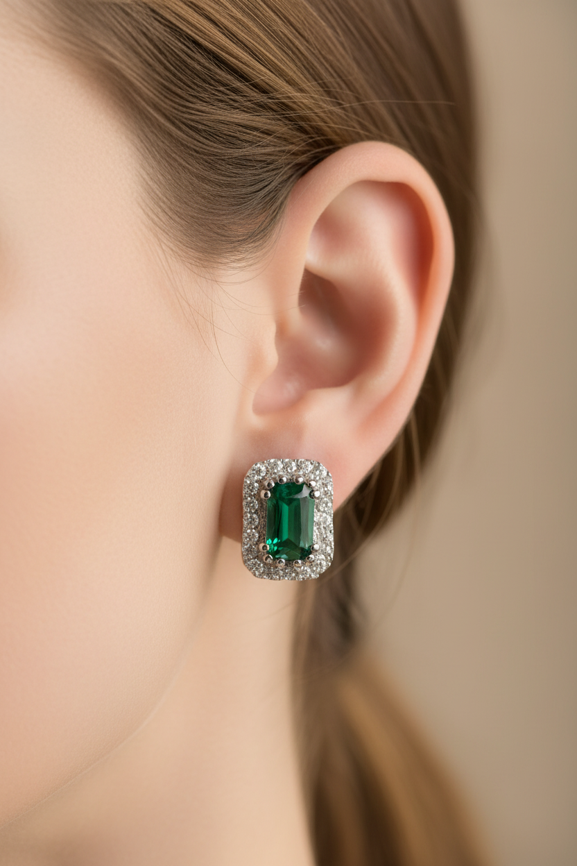 9 CT White Gold Earring.