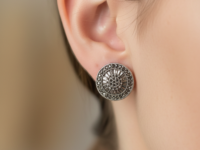 9 CT White Gold Earring.