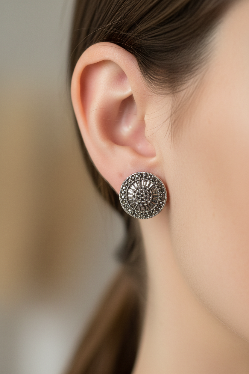 9 CT White Gold Earring.