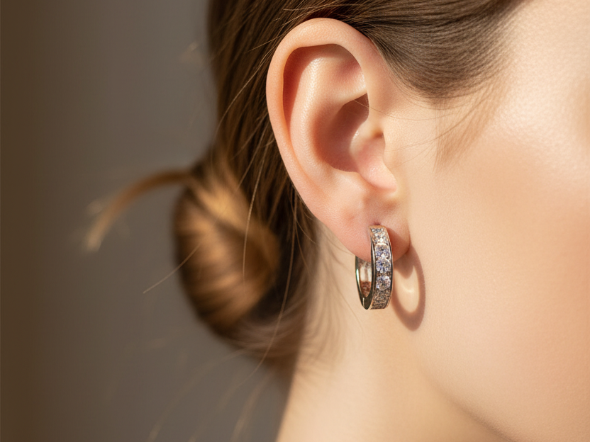 9 CT White Gold Earring.