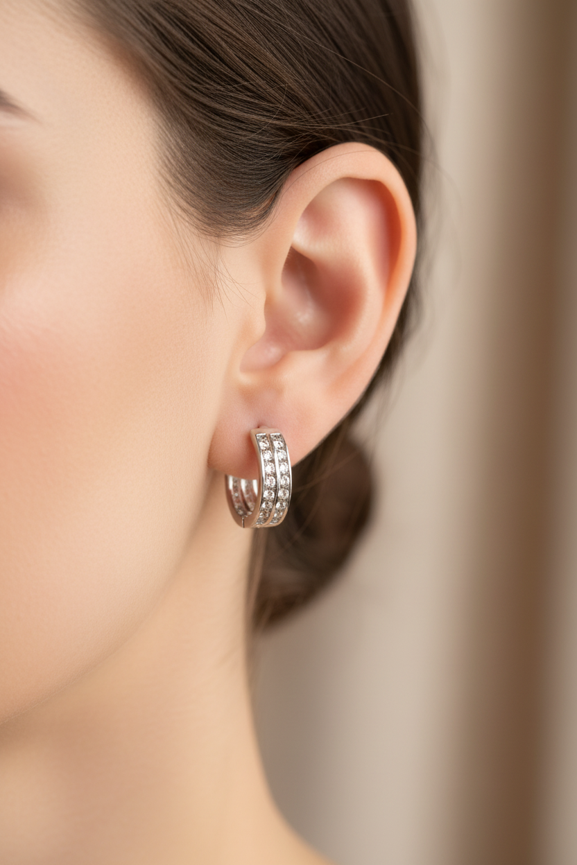 9 CT White Gold Earring.