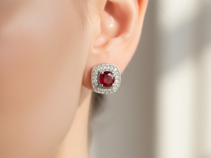 9 CT White Gold Earring.