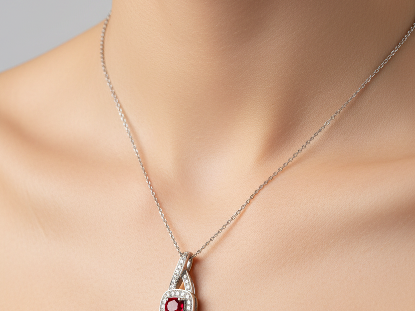 9 CT Yellow Gold Ruby Necklace