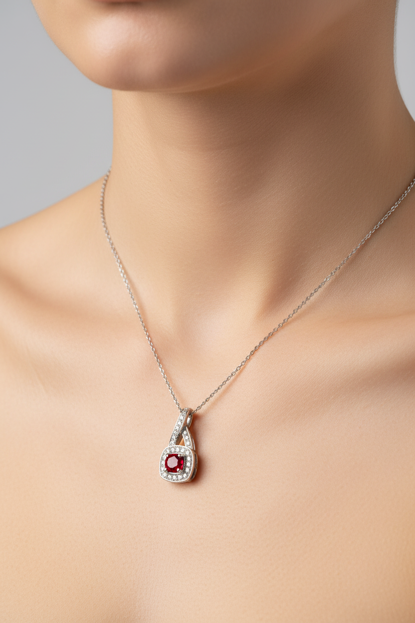 9 CT Yellow Gold Ruby Necklace