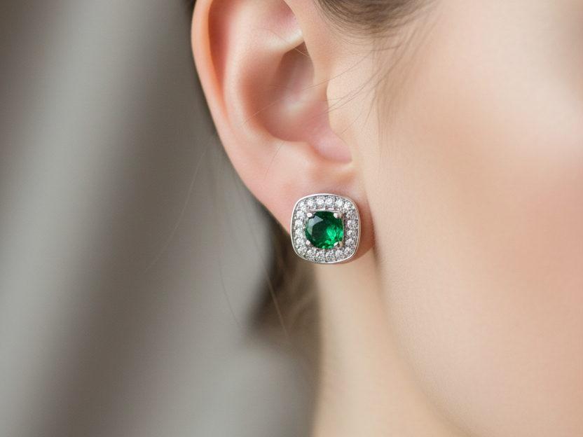 9 CT White Gold Earring.