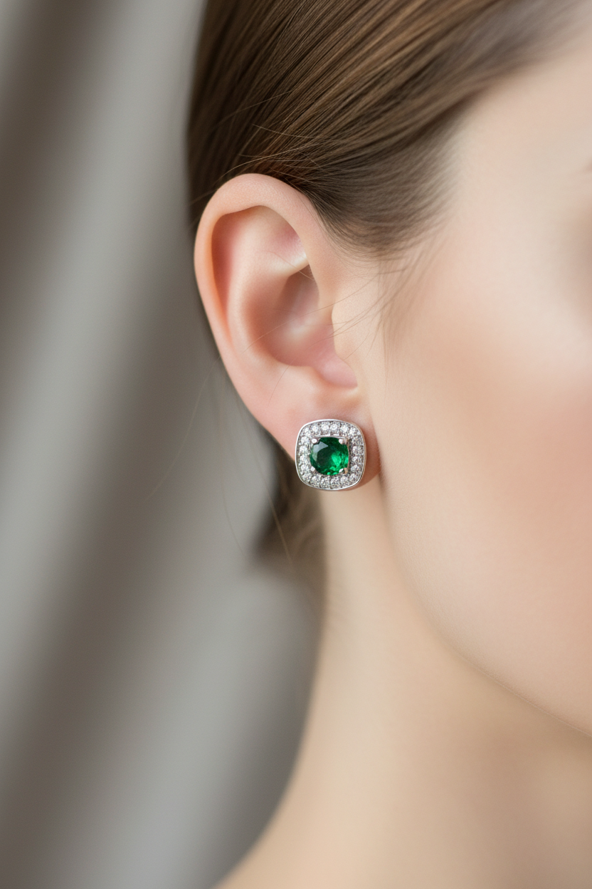 9 CT White Gold Earring.