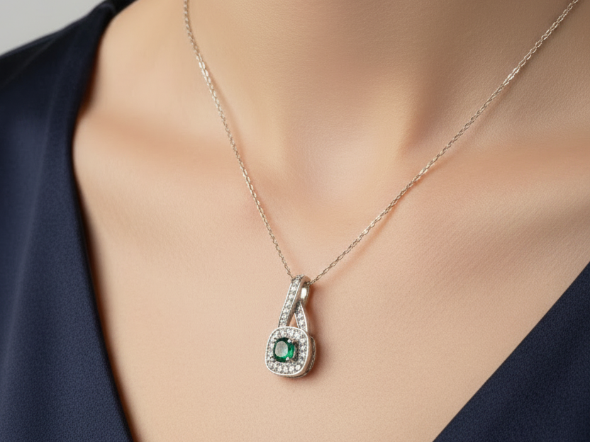 9 CT Yellow Gold Emerald Necklace