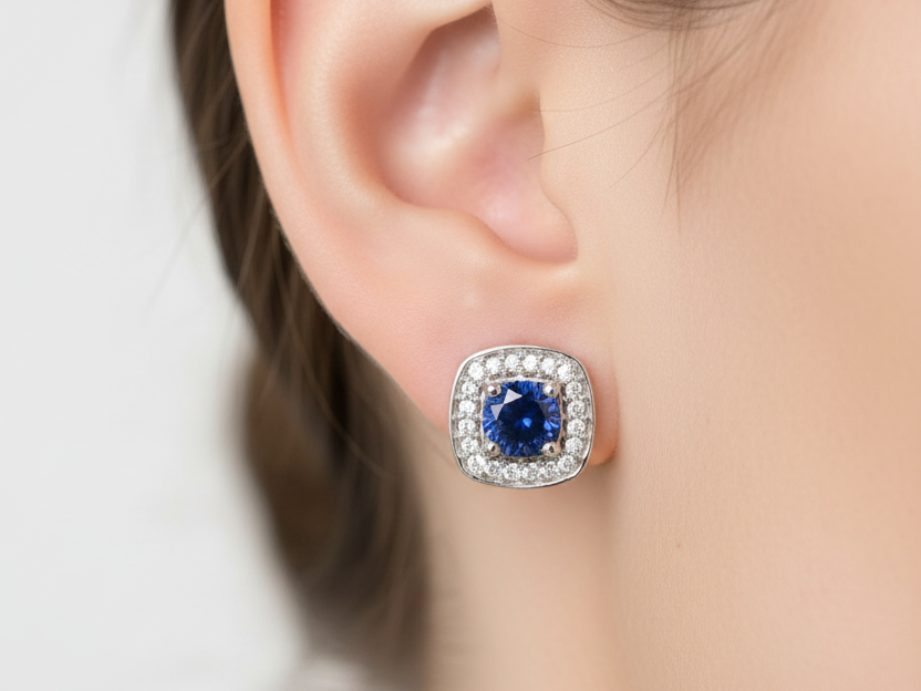 9 CT White Gold Earring.