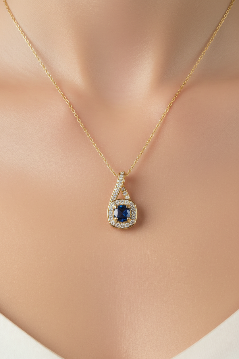 9 CT Yellow Gold Sapphire Necklace