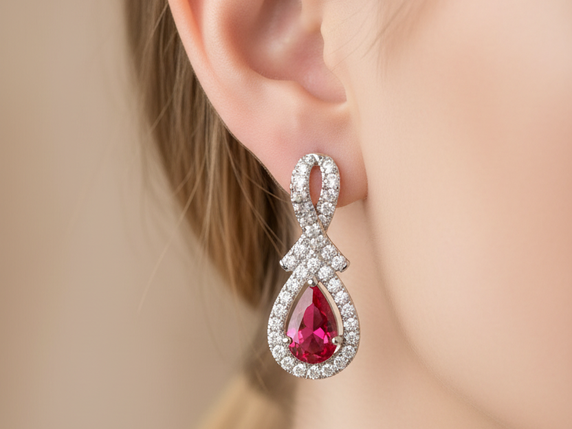 9 CT White Gold Earring.