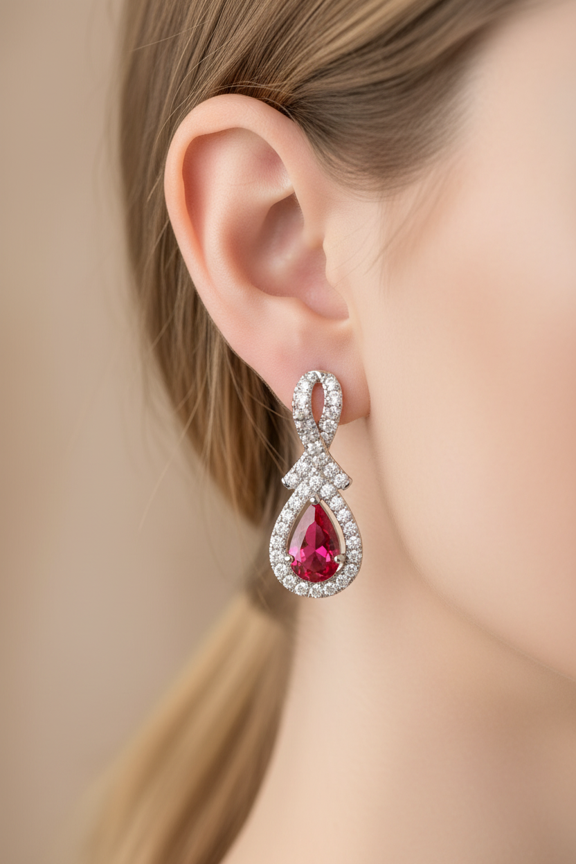 9 CT White Gold Earring.