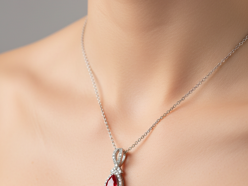 9 CT White Gold Ruby Necklace