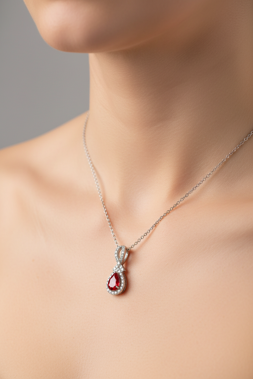 9 CT White Gold Ruby Necklace