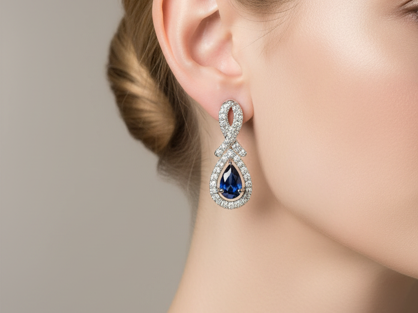 9 CT White Gold Earring.