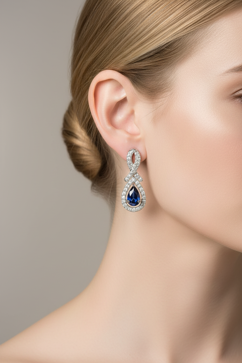9 CT White Gold Earring.