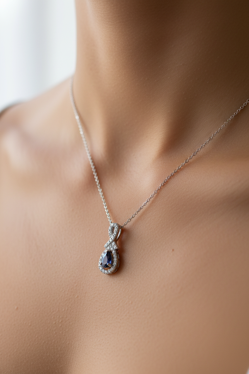 9 CT White Gold Sapphire Necklace