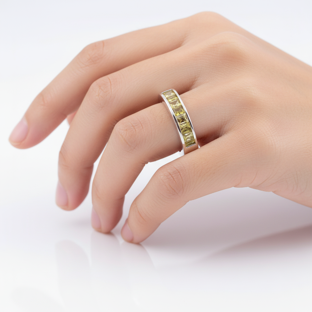 Peridot & White Cubic Zirconia Ring