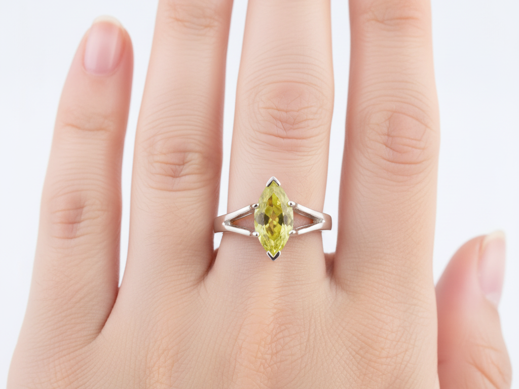Peridot & White Cubic Zirconia Ring