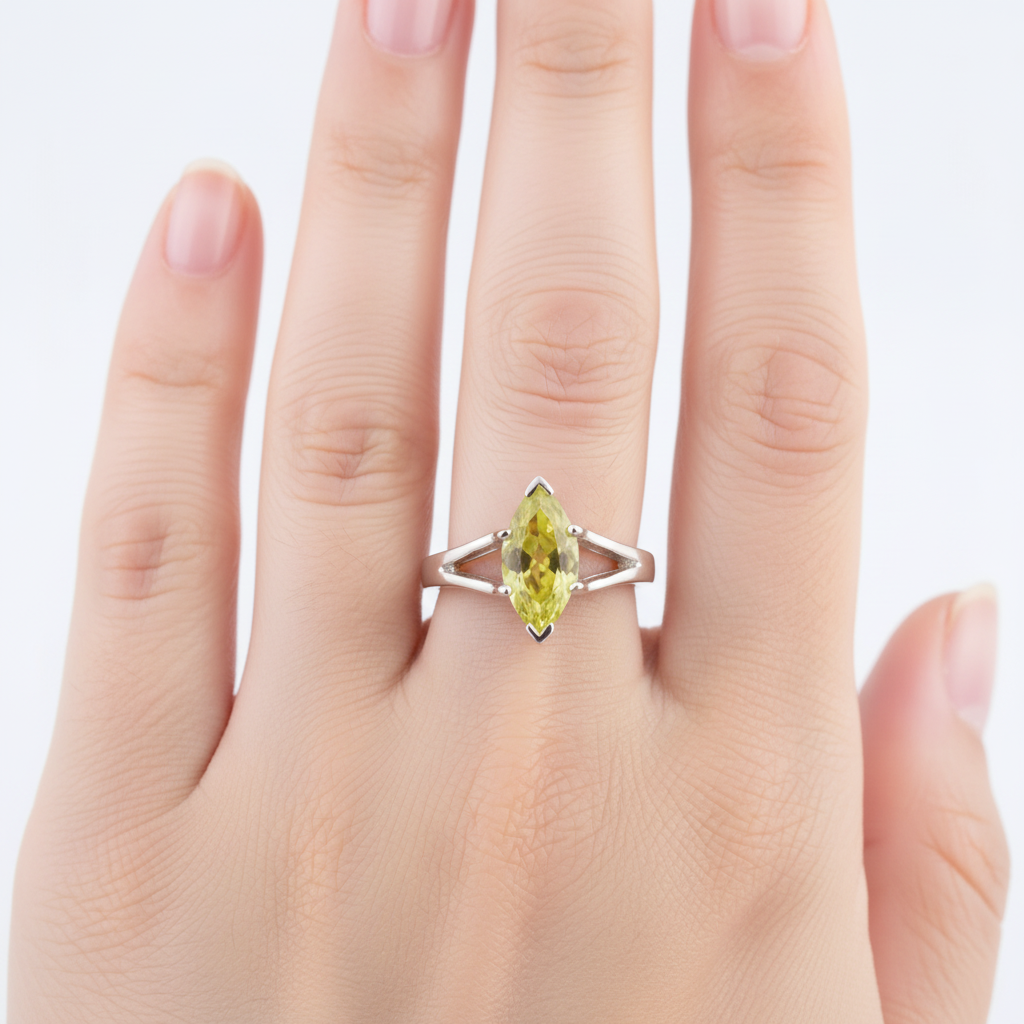 Peridot & White Cubic Zirconia Ring