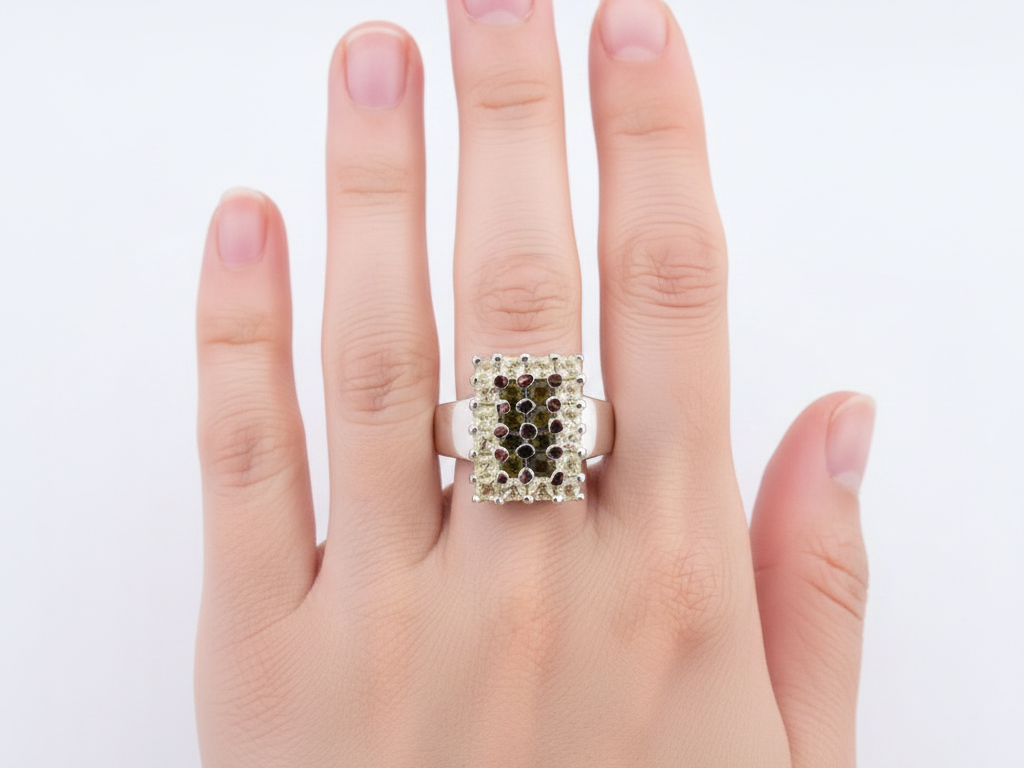 Peridot & White Cubic Zirconia Ring