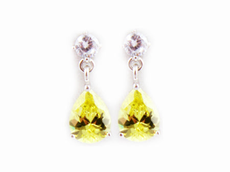 A Peridot & White Cubic Zirconia Earring.